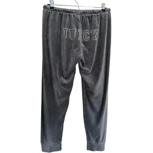 Juicy Couture Ultra Soft Velour Joggers  Grey Rhinestone Logo Velvet Women's S - Picture 1 of 8
